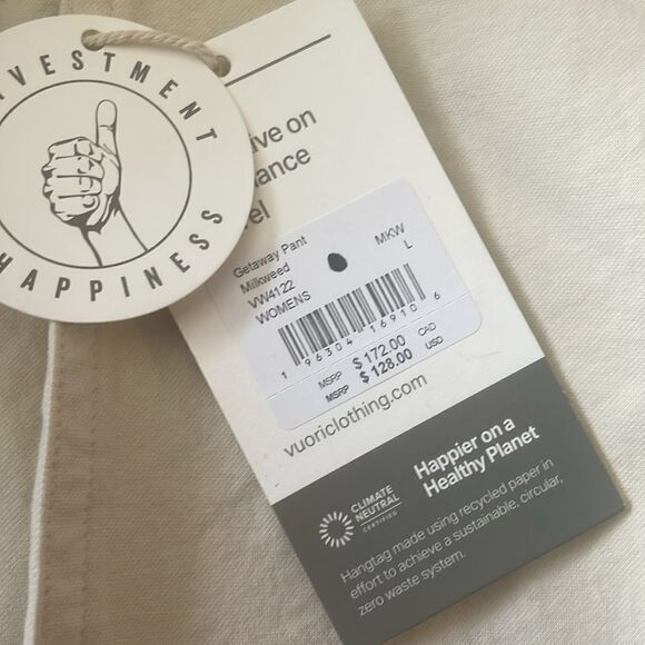 NWT Vuori Getaway Carpenter Pant in Milkweed L - Picture 11 of 12